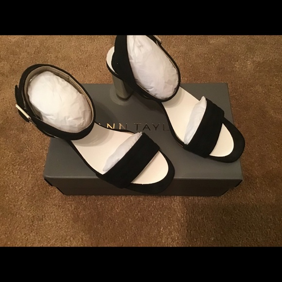 Ann Taylor Black Suede Heel Sandals - Picture 2 of 3